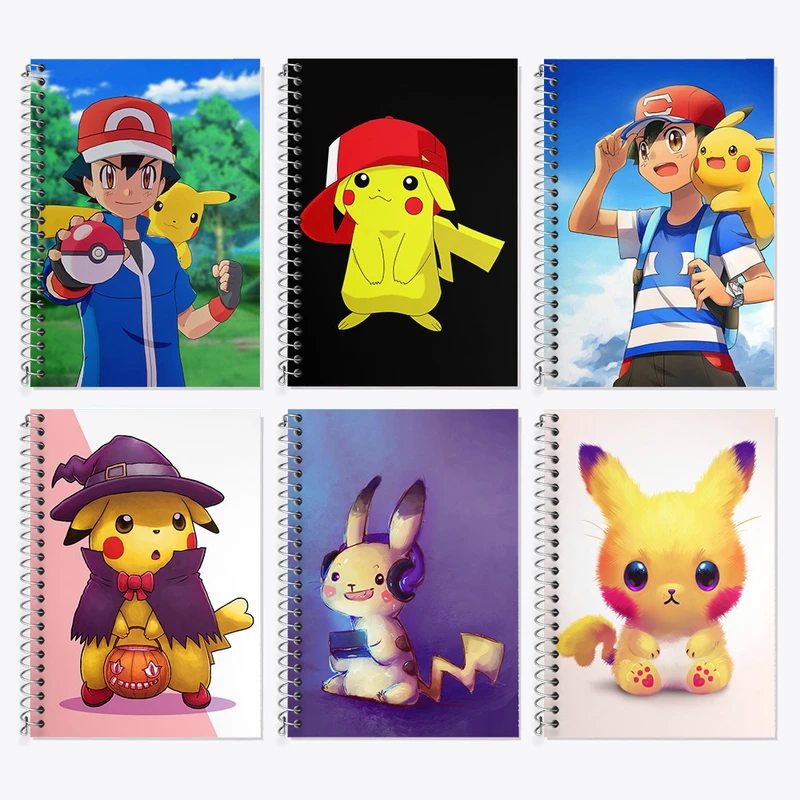 دفتر زبان 50 برگ خندالو مدل دو خط طرح انیمه پوکمون کد 685 مجموعه 6 عددی