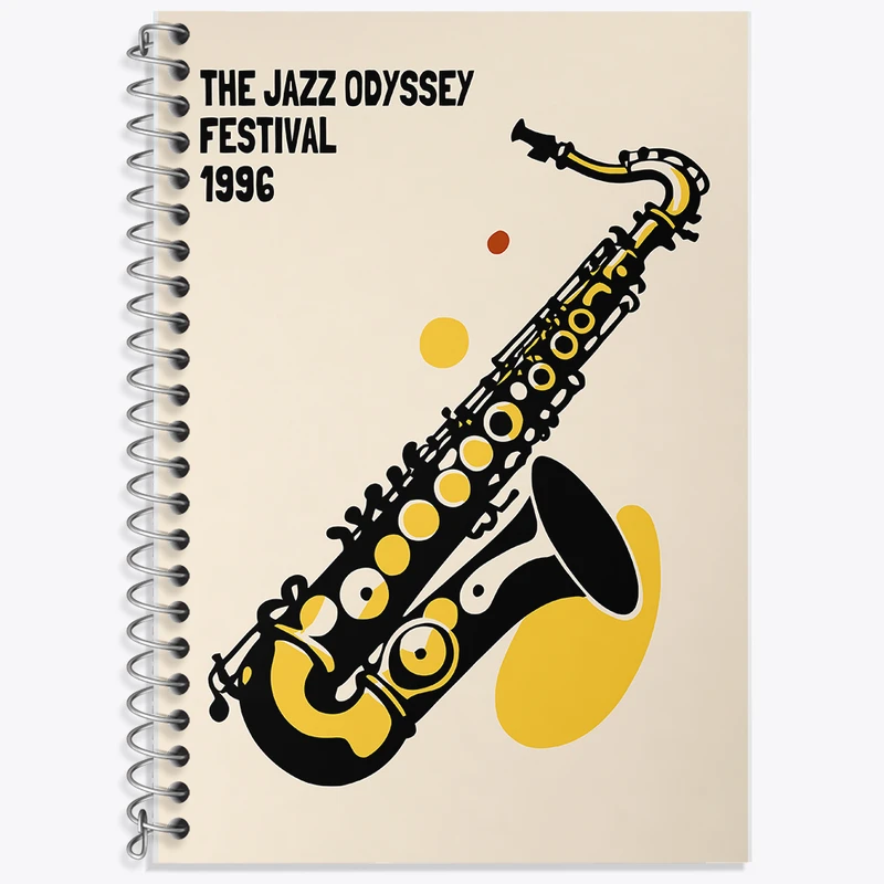 دفتر زبان 50 برگ خندالو مدل سه خط طرح ساکسوفون کد F7443