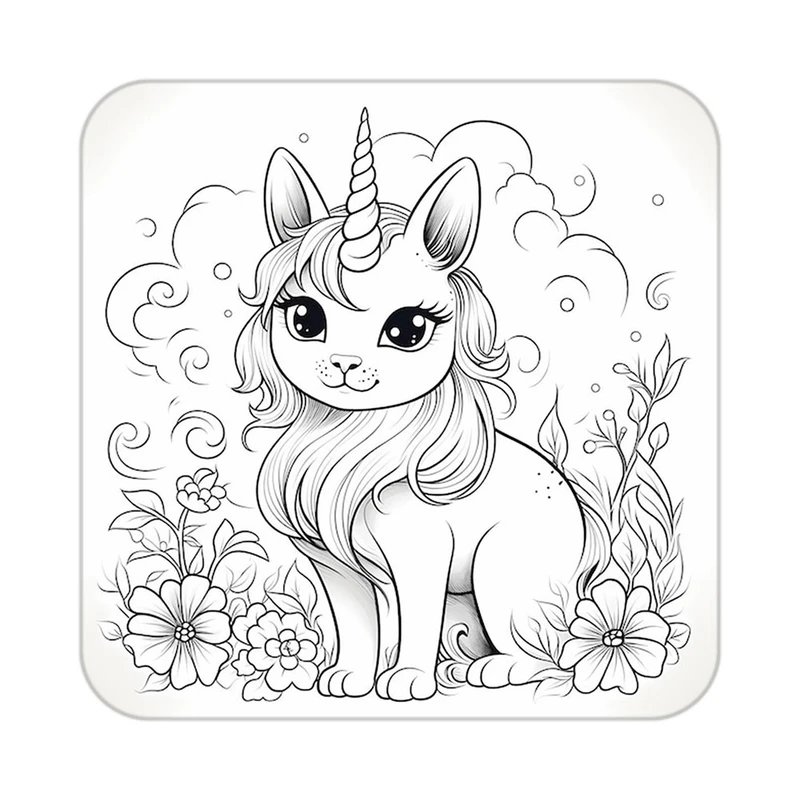 زیر لیوانی کاکتی طرح اسب تک شاخ و یونیکورن مدل mp31627