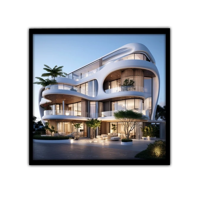 تابلو نوری بکلیت طرح نمای بیرونی ساختمان مدل B-MID-16459