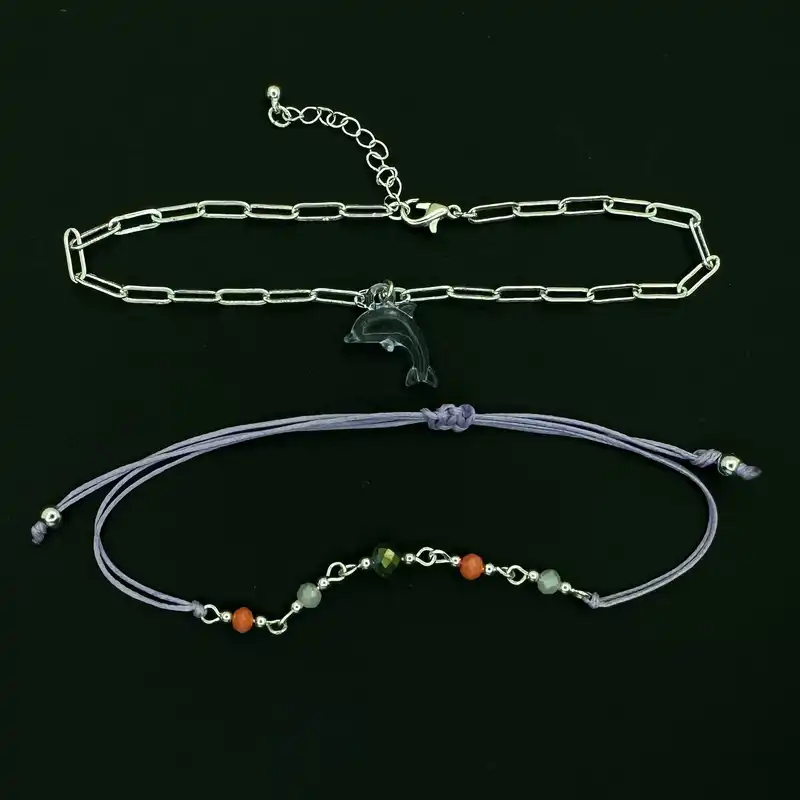 پابند زنانه سیکس مدل فانتزی دلفین آویز مجموعه 2 عددی