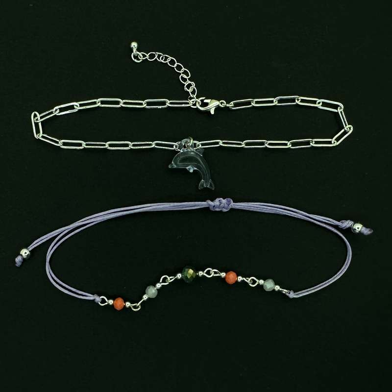 پابند زنانه سیکس مدل فانتزی دلفین آویز مجموعه 2 عددی