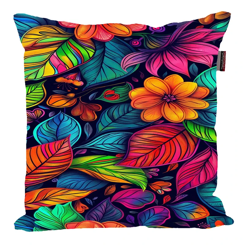 کوسن پاد آفرین مدل فانتزی مینیمال طرح برگ و گل کد p15