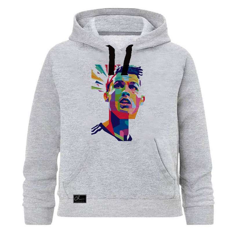 هودی پسرانه طرح رونالدو کد J119 رنگ طوسی