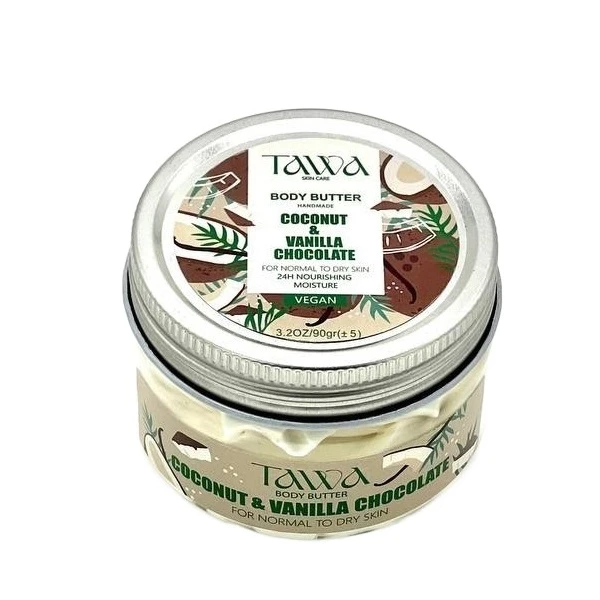 کره بدن تاوا 90 گرم حاوی شی باتر، روغن بادام شیرین و سبوس برنج، مرطوب‌کننده قوی، ضد خشکی، جمع‌کننده منافذ، ضد آفتاب‌سوختگی، ضد ترک، ارگانیک و بدون تست حیوانی مناسب انواع پوست‌ها
