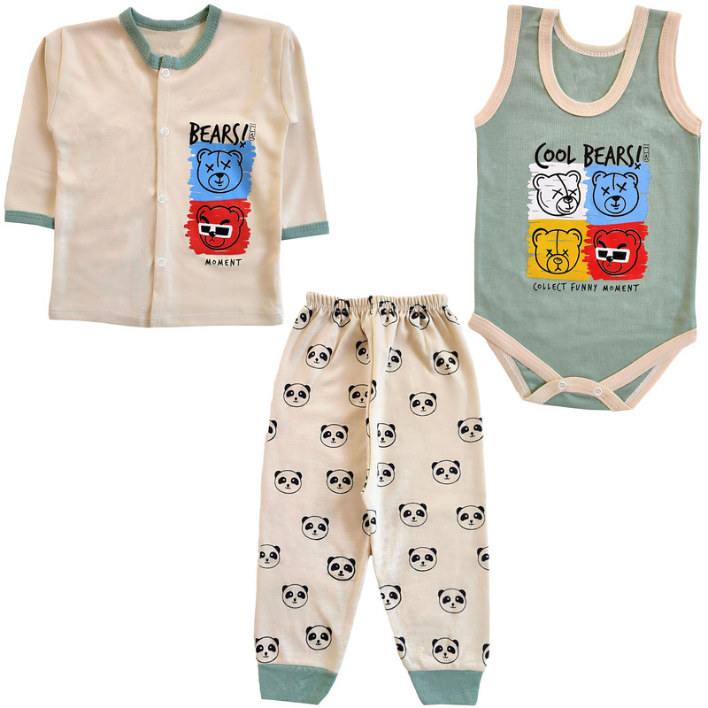 ست 3 تکه لباس نوزادی مدل خرس کد 4047