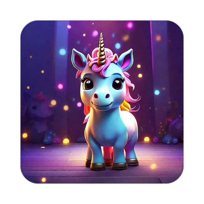 زیر لیوانی کاکتی طرح اسب تک شاخ و یونیکورن مدل mp30896