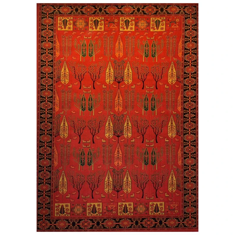 فرش ماشینی 350 شانه زمینه لاکی حاشیه لاکی مدل بلوچ bcf کد 16