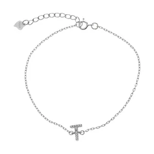 دستبند نقره آی جواهر طرح حرف T کد 77306D