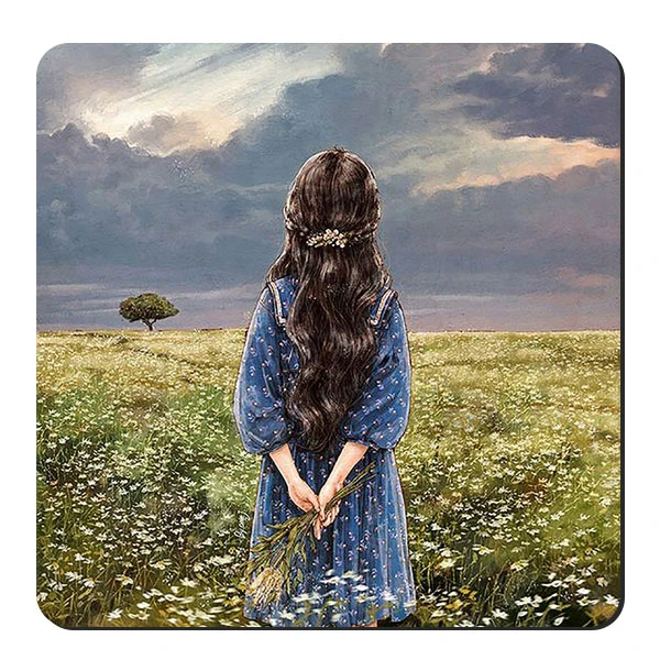  زیر لیوانی طرح دختر در دشت گل کد nzl724