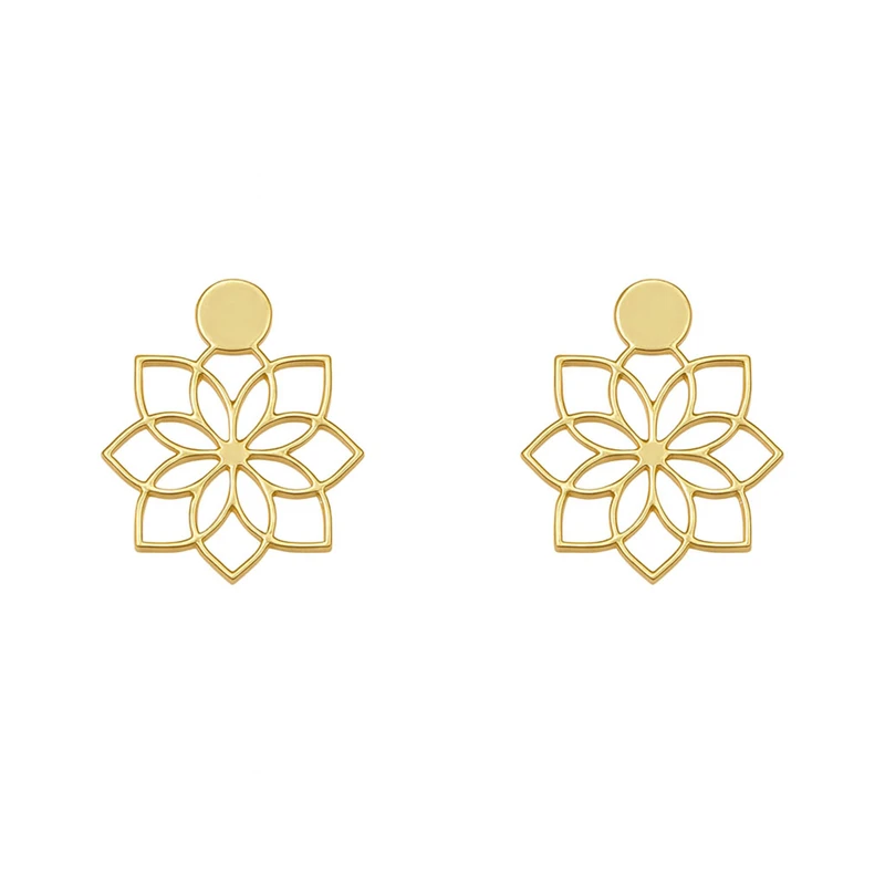 گوشواره طلا 18 عیار زنانه مدوپد مدل گل کد GA1-10215