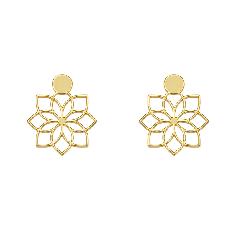 گوشواره طلا 18 عیار زنانه مدوپد مدل گل کد GA1-10215