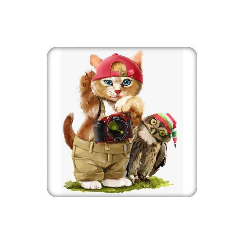 زیر لیوانی طرح گربه و جغد کد    4910603