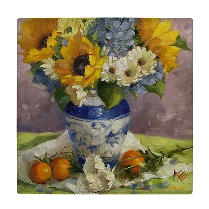 زیر لیوانی  طرح نقاشی گلدان گل کد    6167406_5509