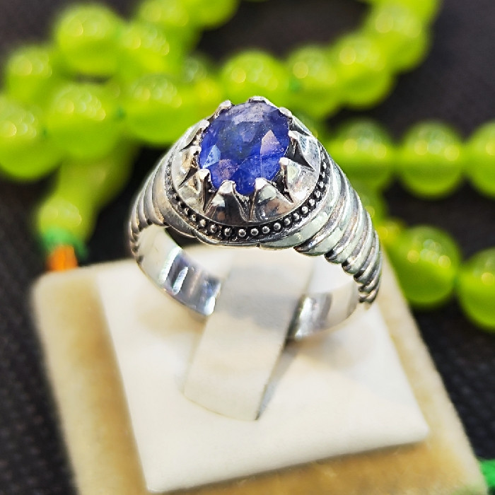 انگشتر نقره مردانه مدل سنگ یاقوت کبود آفریقایی کد 49 انگشتر نقره مردانه مدل سنگ یاقوت کبود آفریقایی کد 49