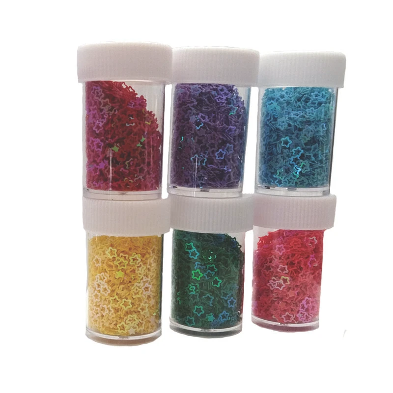 پولک تزئینی طرح ستاره توخالی کد STARTO مجموعه 6 عددی