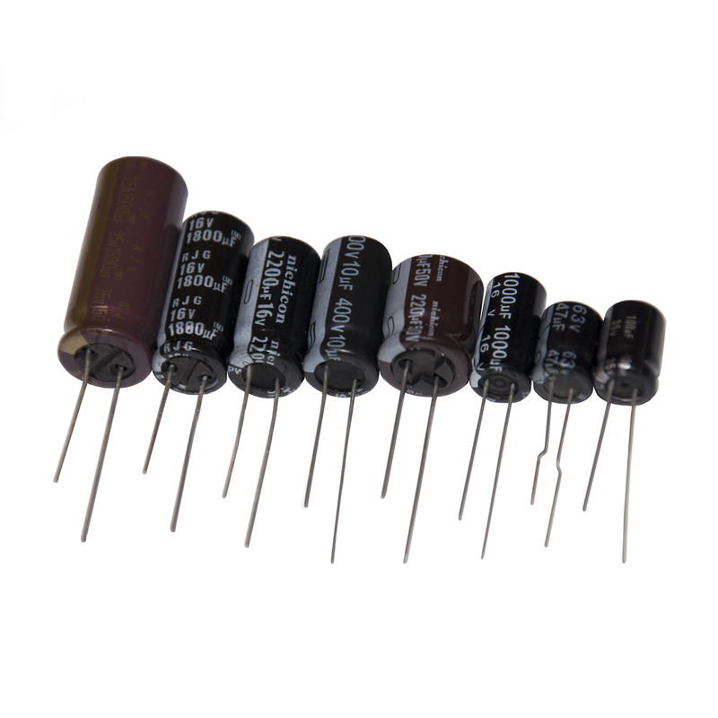 خازن الکترولیت 100uF 35V - 2200uF 16V - 10uF 400V - 1500uF 25V - 1000uF 16V - 1800uF 16V - 47uF 63V - 220uF 50V کد 87 بسته 75 عددی