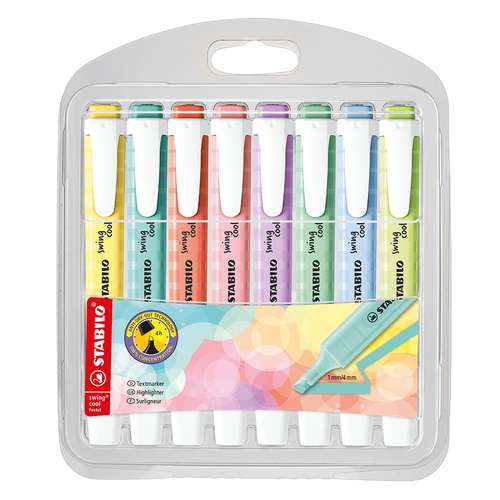 ماژیک هایلایتر استابیلو مدل swing pastel بسته 8 عددی