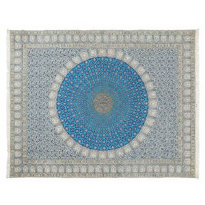 رومیزی قلمکار صنایع دستی فاخر مدل اسپادانا طرح گنبد مسجد شیخ لطف الله اصفهان کد 280p220Mosque-YpB-XXXL