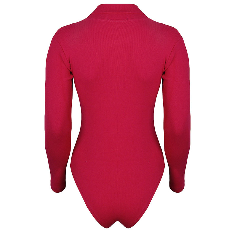 بادی آستین بلند زنانه دکسونری مدل 256004436 یقه دار رنگ سرخابی