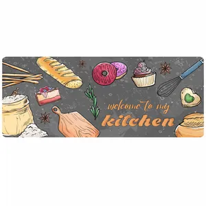 پادری مدل جلوسینکی سه لایه رویه مخمل طرح Kitchen کد L1618 سایز 110x45 سانتی متر