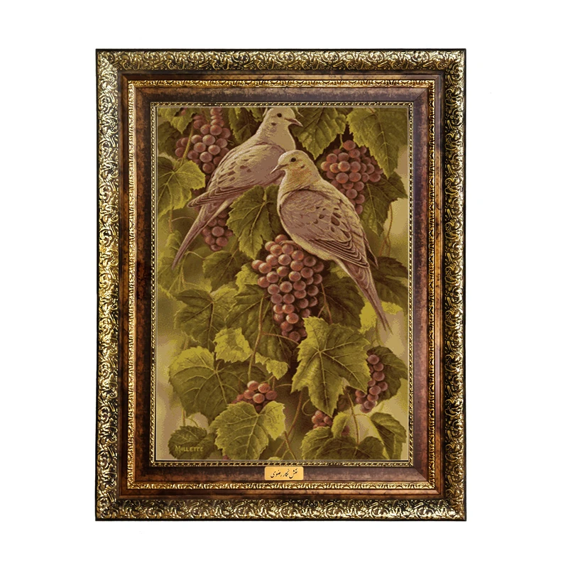 تابلو فرش ماشینی نقش نگار رضوی طرح پرنده کد 1055KH