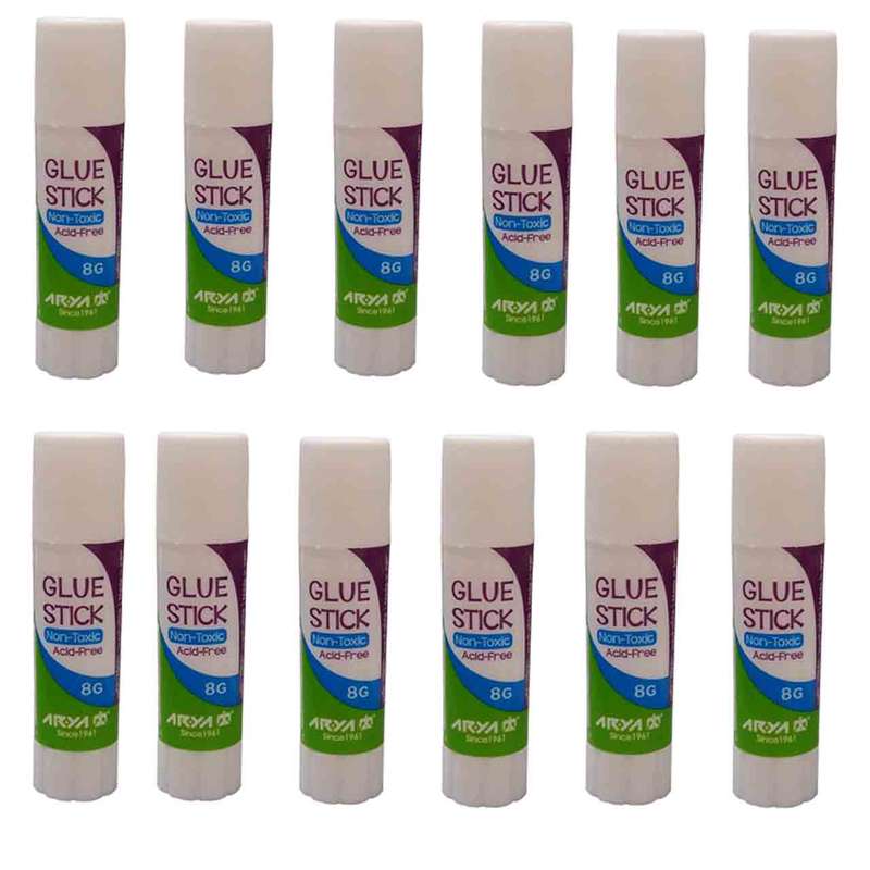 چسب ماتیکی آریا کد A8 بسته 12 عددی