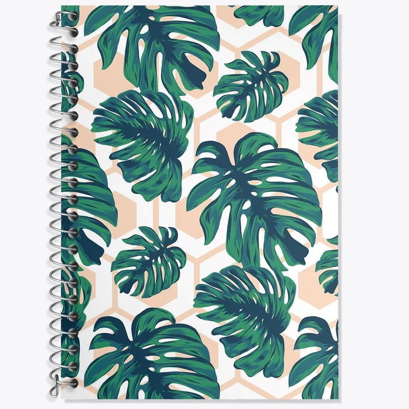 دفتر زبان 50 برگ خندالو مدل سه خط طرح برگ انجیری کد 28964