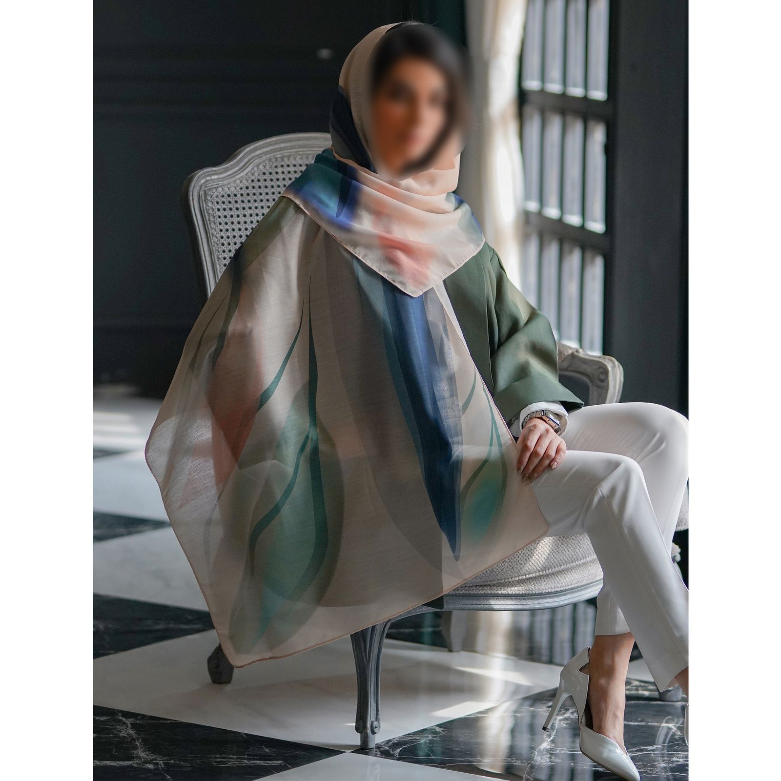 شال زنانه مدل آبرنگی تابستانه  کد 1283 -  - 2