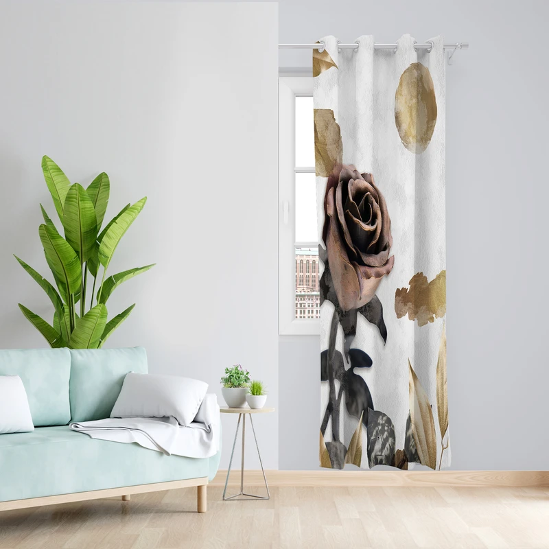 پرده طرح رز مدل مخمل پانچی کد 2357 z سایز 140x200 سانتی متر