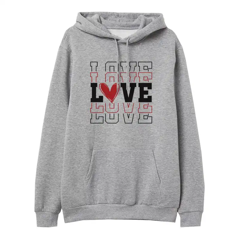 هودی زنانه مدل LOVE کد L07 رنگ طوسی