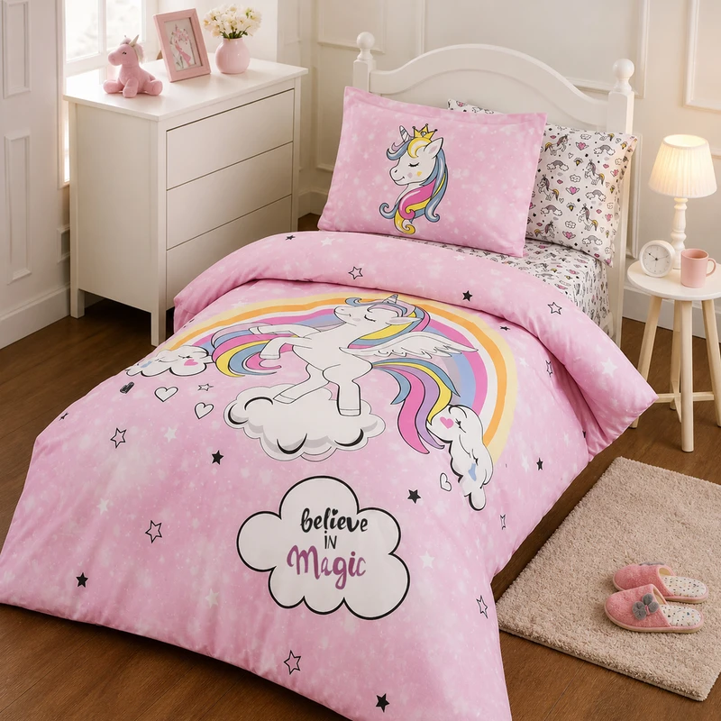 سرویس ملحفه کودک 1 نفره 3 تکه ازدیلک مدل Unicorn
