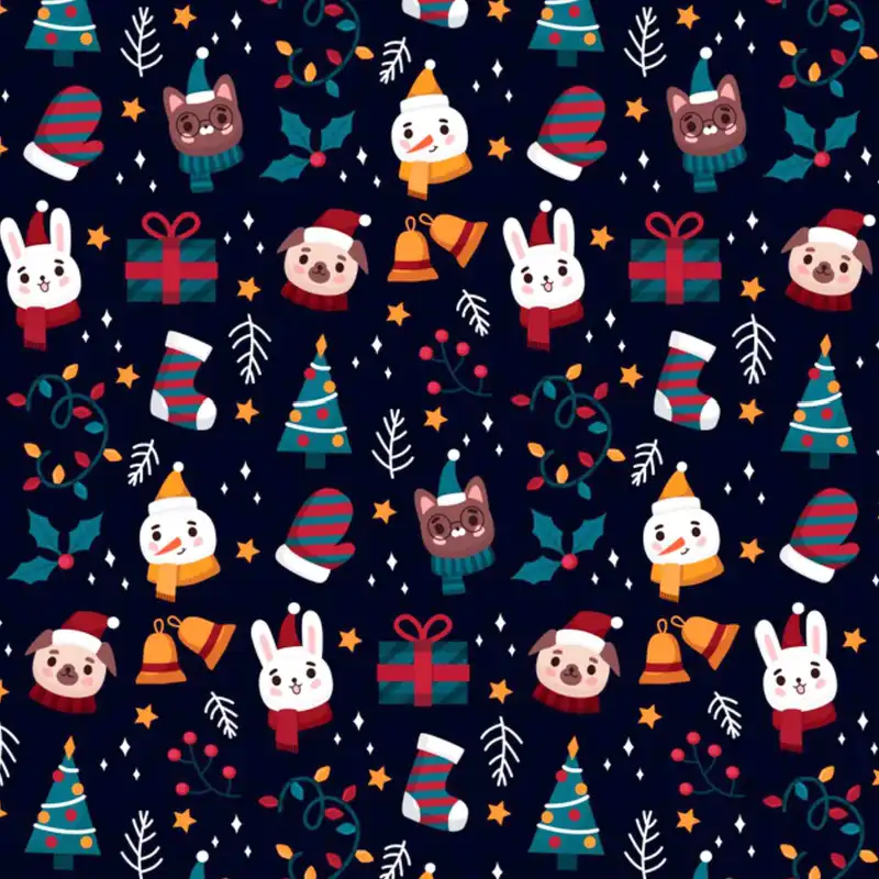 چرم مصنوعی طرح حیوانات کریسمس مدل FLA190810