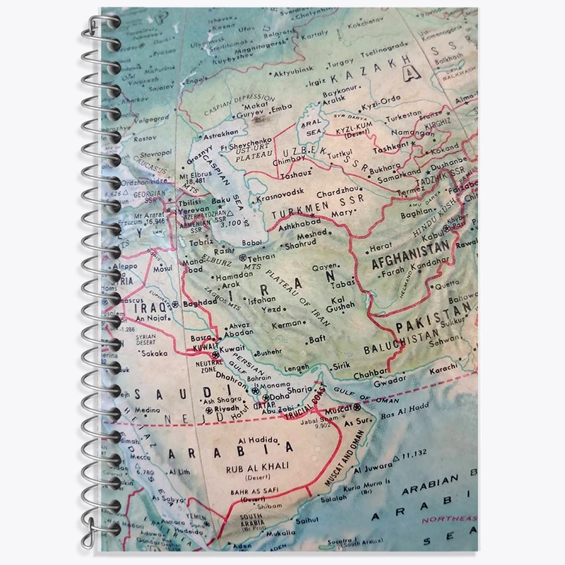 دفتر زبان 50 برگ خندالو مدل سه خط طرح نقشه جهان و ایران کد F1684