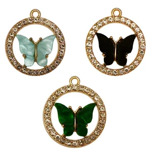 آویز دستبند مدل پروانه های جذاب نگین دار کد AD 737 مجموعه 3 عددی