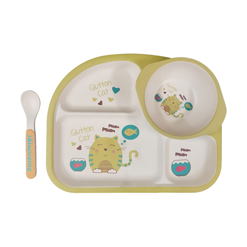 ظرف غذا 3 تکه کودک مدل Miam cat کد 58