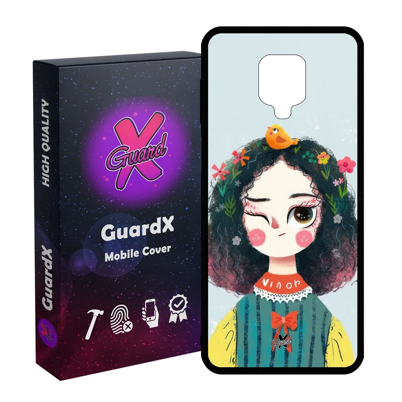 کاور گارد ایکس طرح دختر مدل Glass10639 مناسب برای گوشی موبایل شیائومی Redmi Note9 Pro/Note 9 Pro Max/Redmi Note 9S/MI Poco M2 Pro