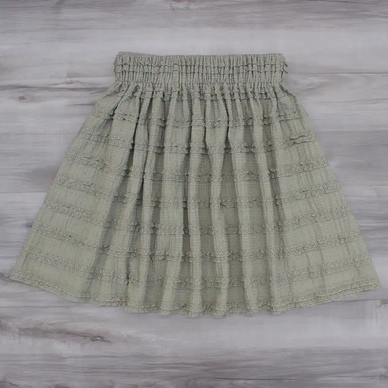 دامن چیندار زنانه مدل طبقه ای کد 2 رنگ سبز