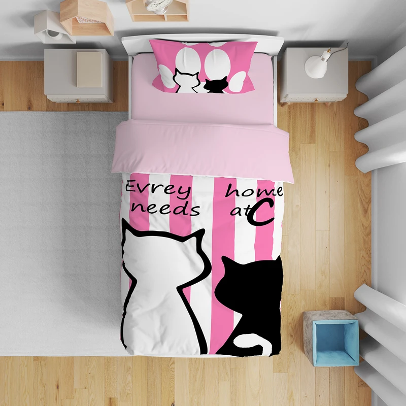 سرویس روتختی کودک مدل گربه ها 4946 یک نفره 5 تکه