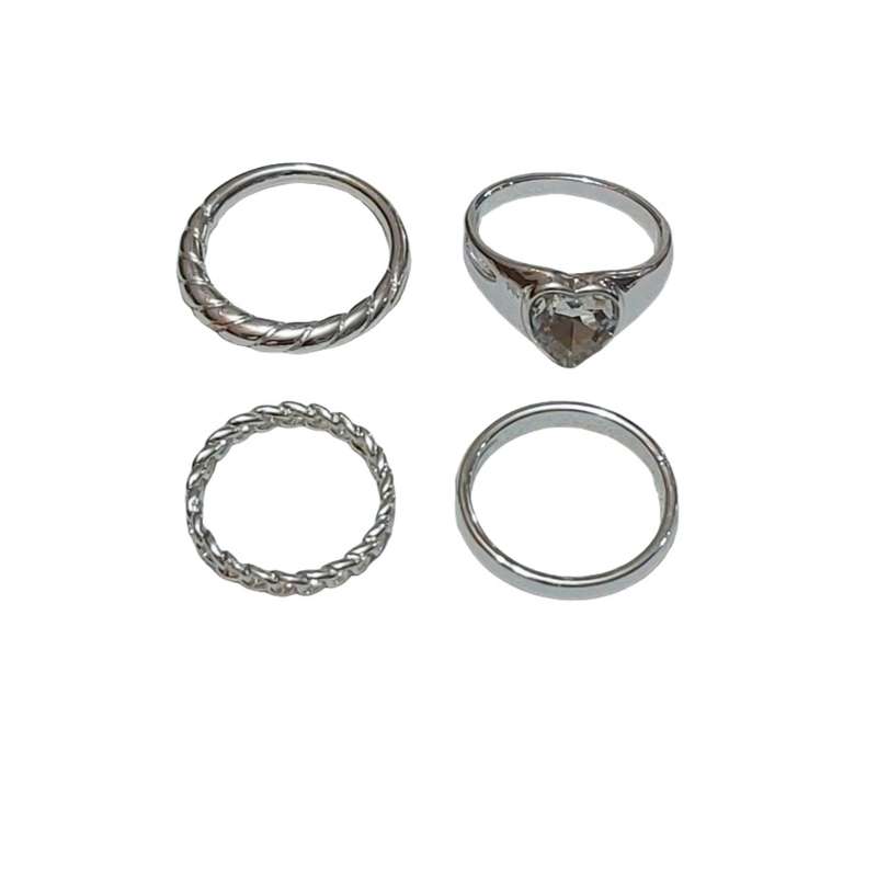 انگشتر زنانه مدل قلب کریستالی مجموعه 4 عددی انگشتر زنانه مدل قلب کریستالی مجموعه 4 عددی