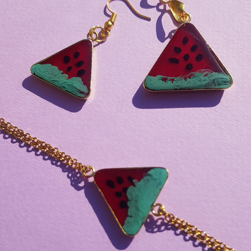 نیم ست دخترانه مدل رزینی هندوانه