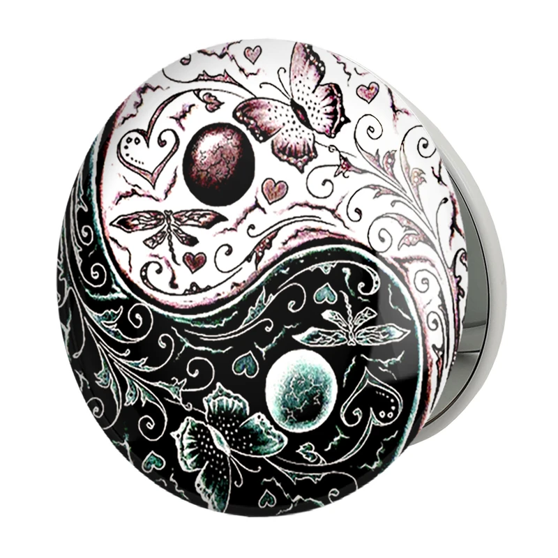 آینه جیبی خندالو طرح یین و یانگ مدل تاشو کد 30515