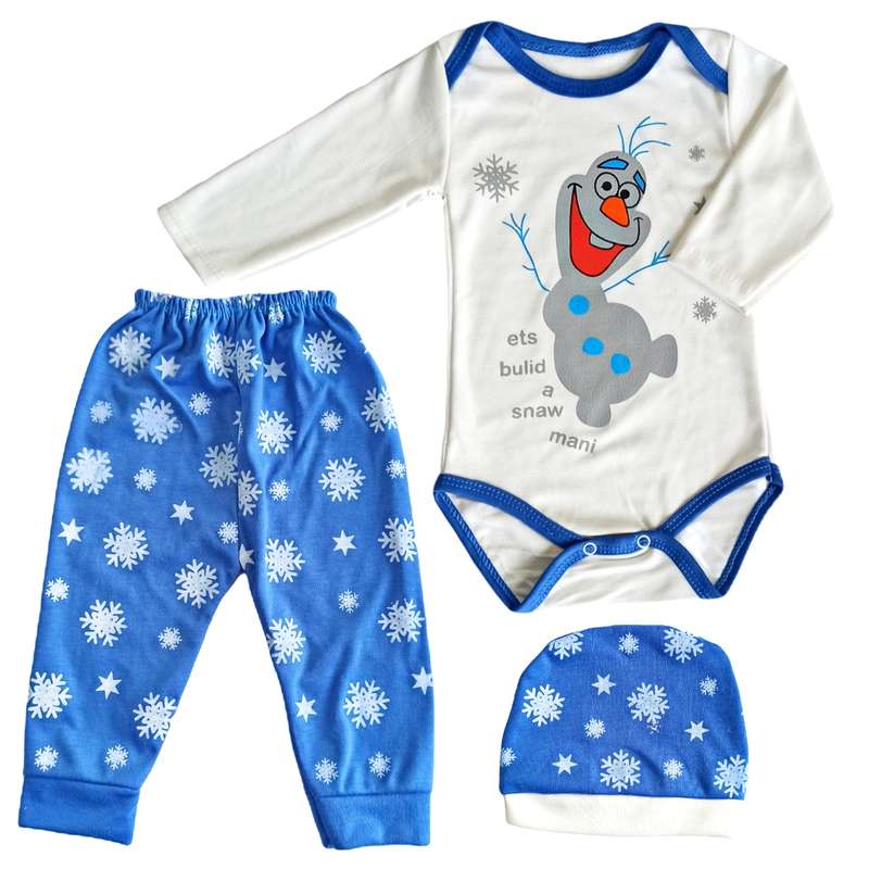 ست 3 تکه لباس نوزادی مدل آدم برفی