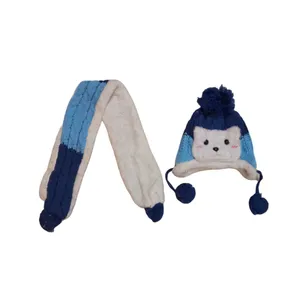 ست کلاه و شال گردن بافتنی بچگانه مدل تو خز عروسکی 