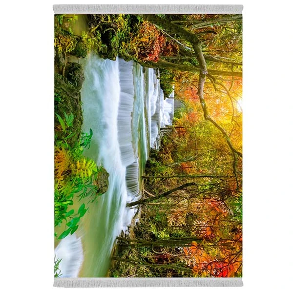 فرش پارچه‌ای دفه مدل فرشینه شانل مخمل طرح فانتزی کد 7061