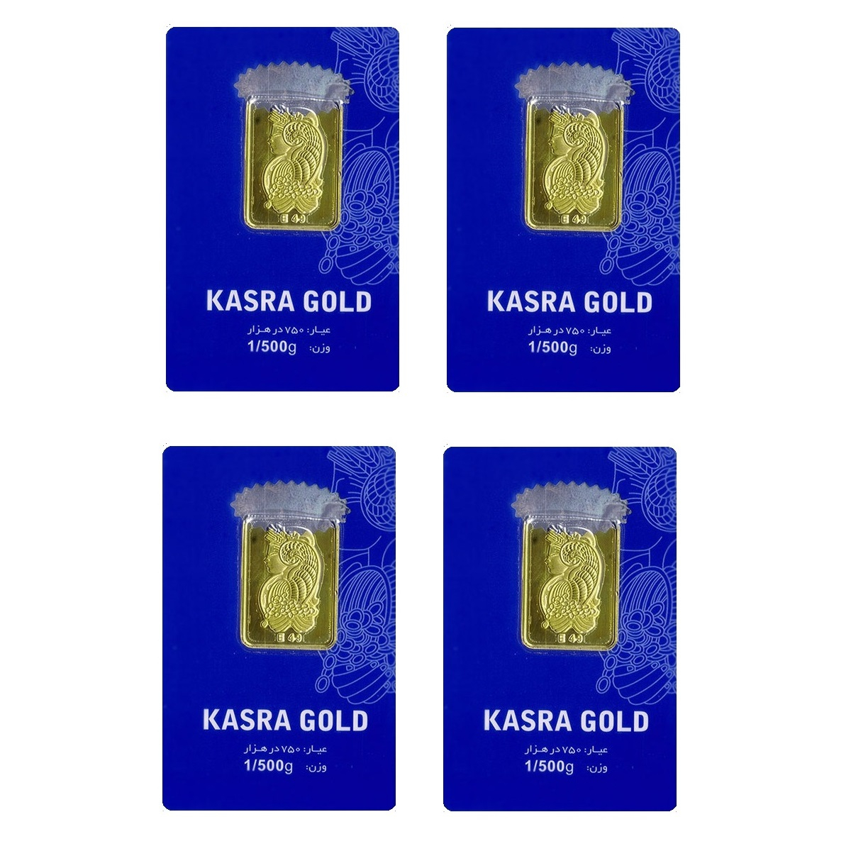 طلا گرمی 18 عیار گالری طلای نجفپور مدل K-4.8  بسته چهار عددی