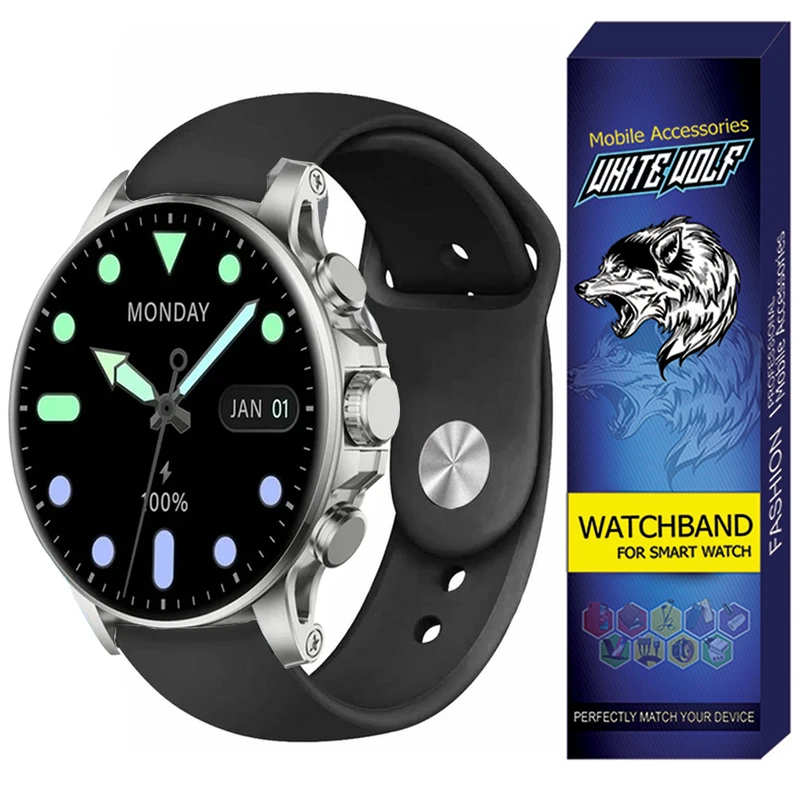 بند وایت ولف مدل WB-SILICONE  مناسب برای ساعت هوشمند گلوریمی M2 MAX LTD / 22MM