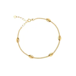 دستبند زنجیری طلا 18 عیار زنانه ماوی گالری مدل کارتیه و بیضی البر