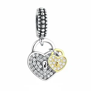 آویز گردنبند نقره زنانه پاندورا مدل Pavé Heart Padlocks