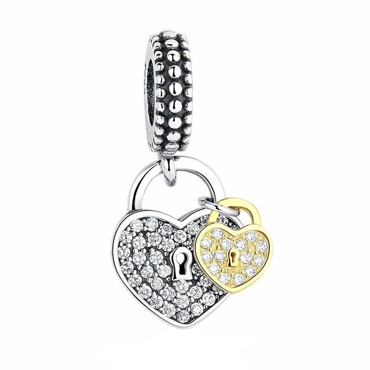 آویز گردنبند نقره زنانه پاندورا مدل Pavé Heart Padlocks